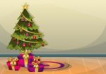 Cartoon  Illustration Interior Christmas Room With Separated Layers Stock Photo