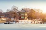 Gyeongbokgung Palace In Winter,korea Stock Photo