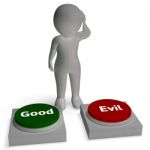 Good Evil Buttons Shows Morals Stock Photo