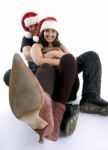 Smiling Couple With Long Legs Stock Photo