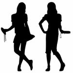 Silhouette women holding clutch bag Stock Photo