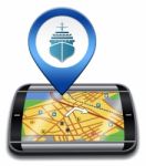 Port Location Represents Cruise Liner 3d Illustration Stock Photo