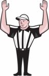 American Football Referee Touchdown Cartoon Stock Photo