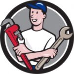 Handyman Spanner Monkey Wrench Circle Cartoon Stock Photo