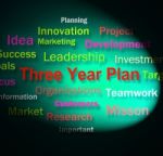 Three Year Plan Words Shows Future Business Program Stock Photo