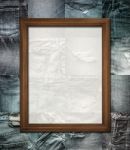 Vintage Picture Frame On Collage Jeans Stock Photo