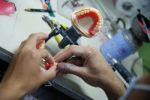 Producing Dentures Laboratory Stock Photo