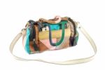 Colorful Teenager Leather Bag On White Stock Photo