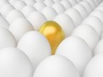 Golden Egg Indicates Odd One Out And Alone Stock Photo