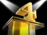 Golden Four On Pedestal Means Movie Awards Or Prizes Stock Photo