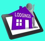 Lodgings House Tablet Means Place To Stay Or Live Stock Photo