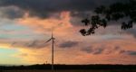 Sunset & Wind Turbines Stock Photo