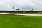 Germanwings Airplane Approaching Stuttgart Stock Photo