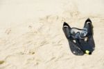 Snorkel Equipment On A Tropical Sandy Beach Stock Photo