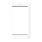 White Flat Phone White Screen, Drawing Modern Smart Phone Design Stock Photo