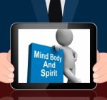 Mind Body And Spirit Book With Character Displays Holistic Books Stock Photo