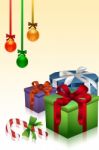 Gift Box With Christmas Bauble Stock Photo