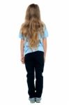 Back View Of A Long Haired Young Female Child Stock Photo