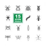 Insect Icon Set On White Background Stock Photo