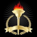 Olympic Torch with laurel wreath Stock Photo