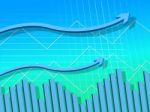 Blue Arrows Background Means Graph Upwards And Growth
 Stock Photo