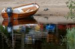 Rowing Boat Moored On Loch Insh Stock Photo