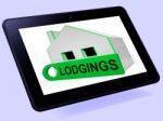 Lodgings House Tablet Means Room Or Apartment Available Stock Photo