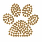 Footprint Cat Or Dog Collected From Granules Of Brown Dry Pet (c Stock Photo