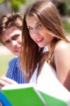 Portrait Of A Smiling Young Student Stock Photo