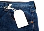 Blank Price Tag On Jeans Stock Photo