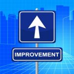Improvement Sign Represents Upward Signboard And Pointing Stock Photo