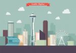Seattle Skyline  Illustration Stock Photo
