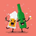 Drunk Beer Glass And Bottle Character Stock Photo