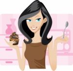 Pretty Woman With Sweetie Cupcake Stock Photo