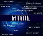 Html Word Represents Hypertext Markup Language And Code Stock Photo
