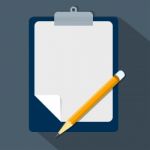 Clipboard And Pencil, Concept Flat Style- Flat Design Stock Photo