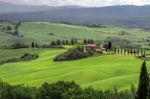 Farmland Below Pienza In Tuscany Stock Photo