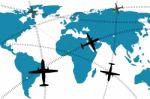 Airline Route On World Map Stock Photo