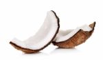 Slice Coconut Isolated On The White Background Stock Photo