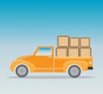 Old Pick Up Truck With Wood Cargo Box Stock Photo