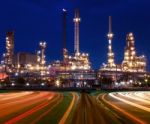 Beautiful Lighting Of Oil Refinery Plant In Industry Estate Agai Stock Photo