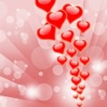 Hearts On Background Shows Valentines Day Or Romanticism Stock Photo