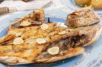 Grilled European Seabass With Potato Stock Photo