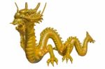 Giant Golden Chinese Dragon On Isolate Background Stock Photo