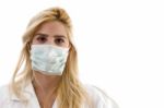 Front View Of Female Surgeon With Face Mask Stock Photo