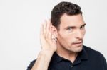 Can't Hear Clearly, Eavesdropping Stock Photo