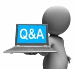 Q&a Laptop Character Shows Questions And Answers Online Stock Photo