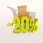 Shopping Cart And Percentage Sign, 20 Percent Stock Photo