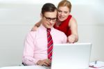 Business Couple with laptop Stock Photo