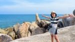 Woman Tourist On Hin Ta Hin Yai Viewpoint Stock Photo